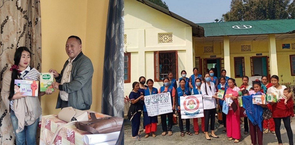 The Wokha District Administration, DLCW-Mahila Shakti Kendra (MSK) in collaboration with Department of Health and Family Welfare under Beti Bachao Beti Padhao (BBBP) celebrated Girl Child Day across seven ASHA blocks namely Ralan, Wozhuro, Bhandari 1 & 2, Sanis, Chukitong and Wokha Sadar on March 19. 	During the celebration, 308 baby kits and nutritional food supplements for lactating mothers were distributed to the beneficiaries under BBBP. (DIPR Photo)